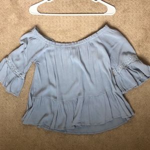 Blue off the shoulder top